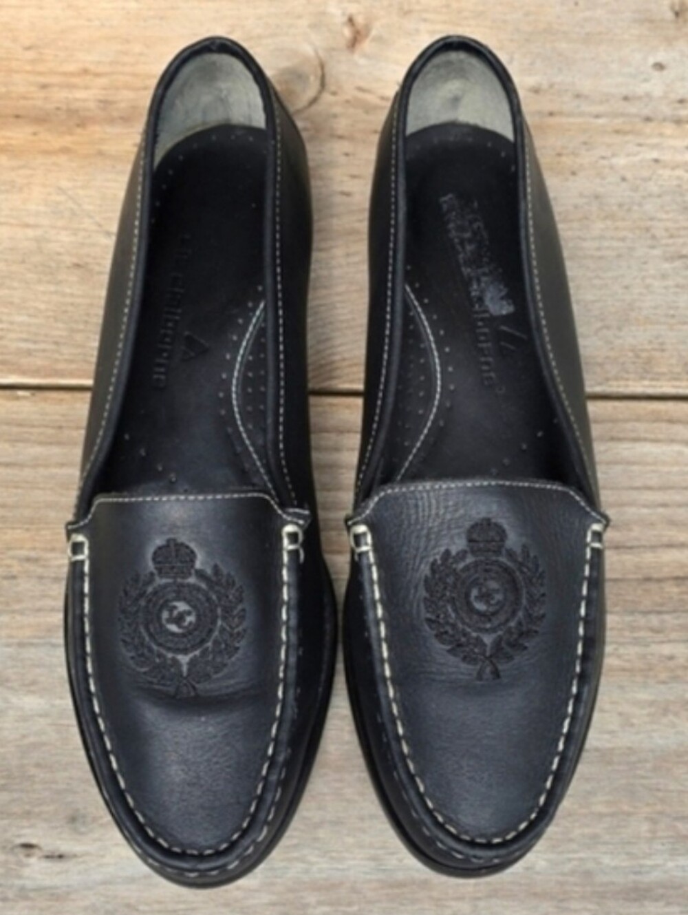 Liz Claiborne Classic Preppy, Black Leather, Logo, Comfort Loafers. WMS 8.5M